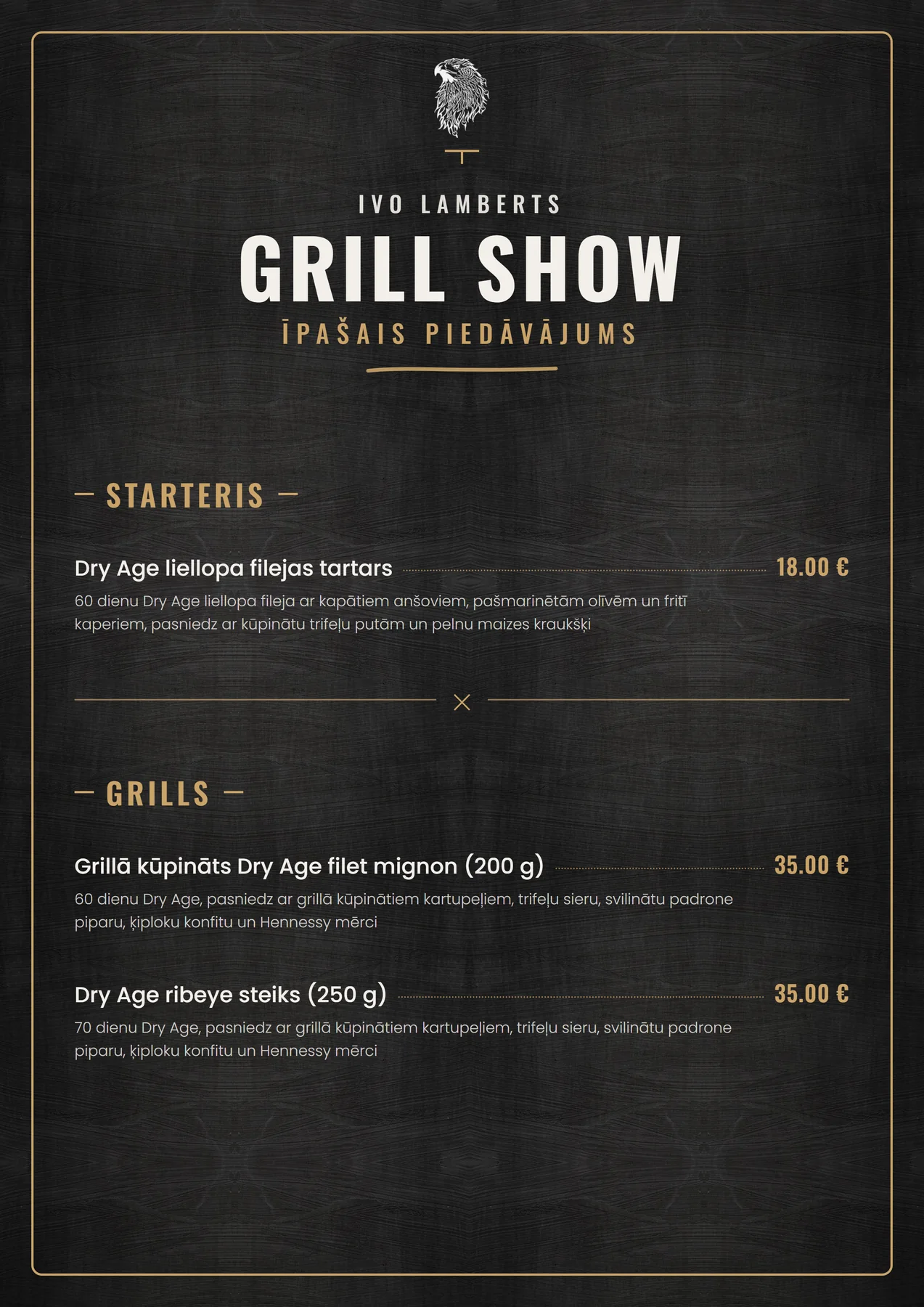GrillFest pasākuma ēdienkartes dizains