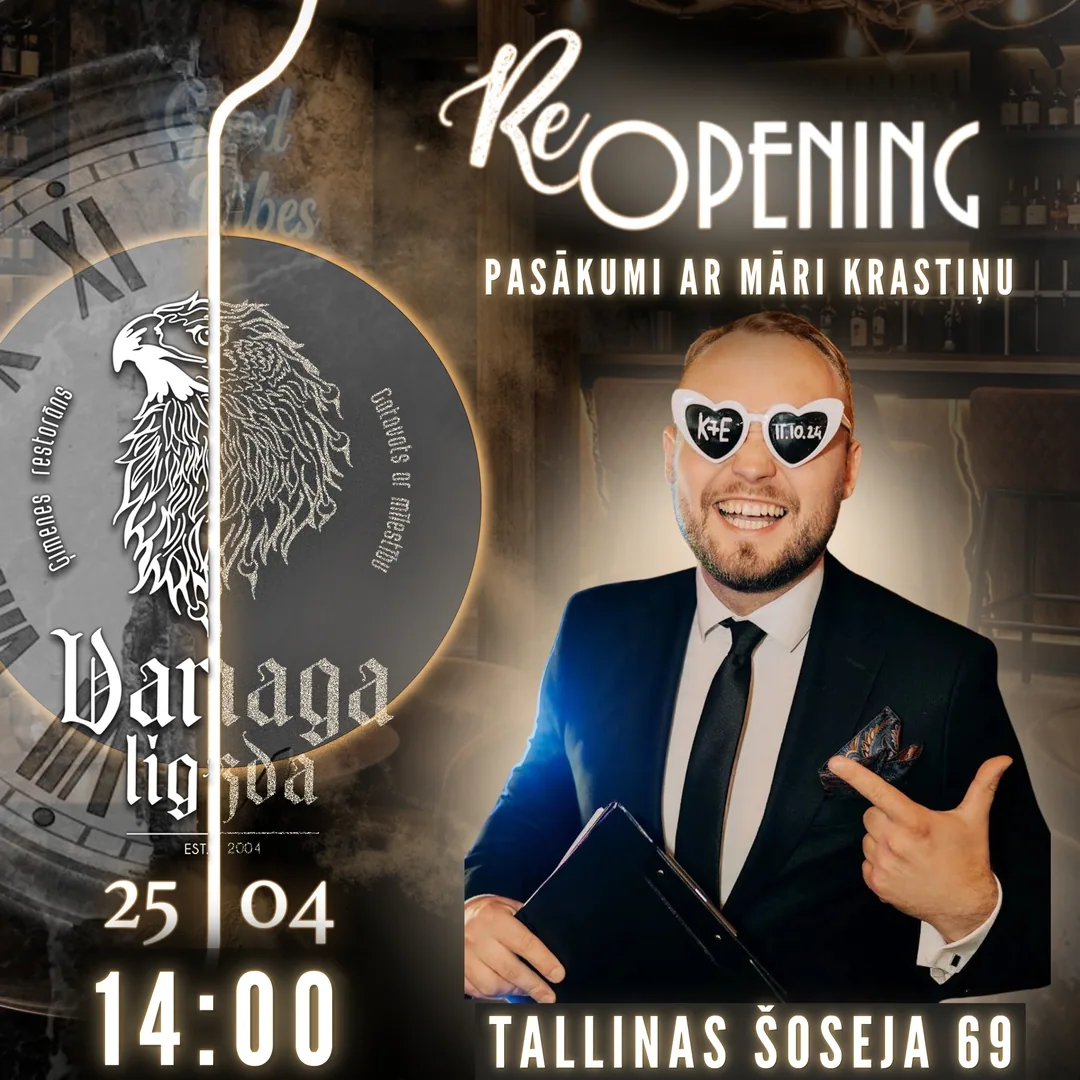 Atklāšanas pasākuma afiša ar vadītāju