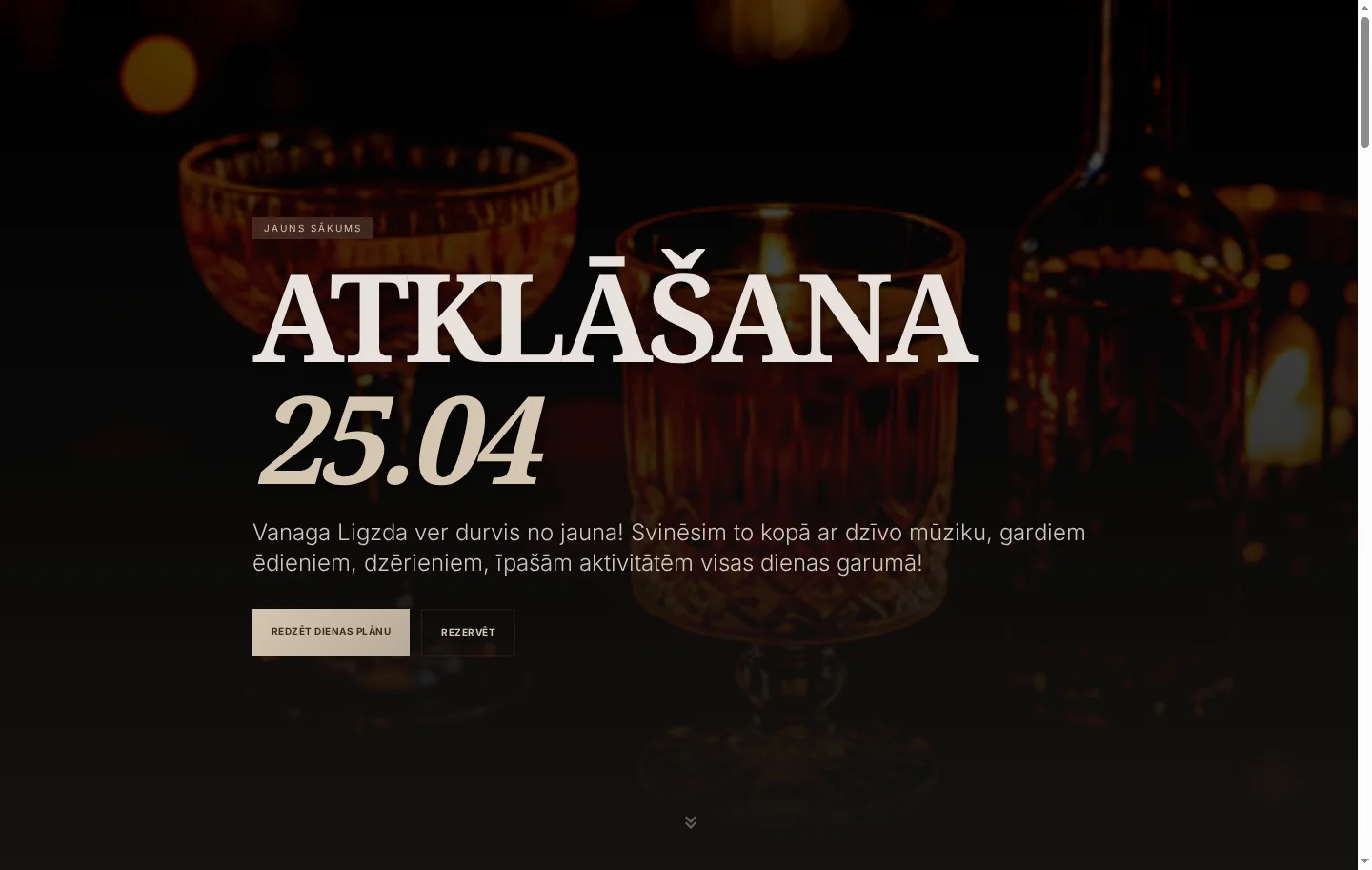 Vanaga Ligzda atklāšanas pasākuma mājaslapas skats